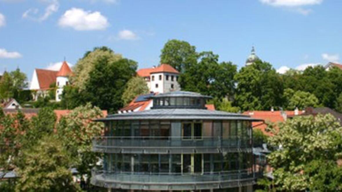 Bücherturm Neuburg an der Donau mit Schlossblick